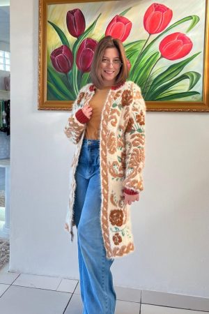 Casaco Alongado Fio Eros Jacquard – Tamanho Único